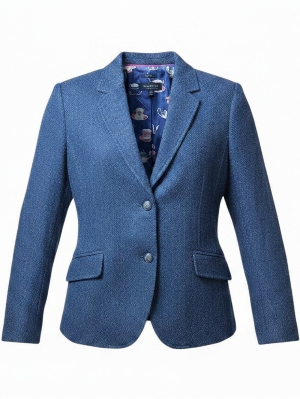 TALBOTS | Aberdeen Lady Jacket Teacup Blue Herringbone Wool Blend Blazer | 14